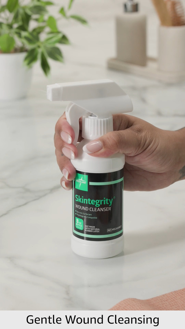 Medline Skintegrity Wound Cleanser, 8 ounce Spray Bottle, for wound cleaning, debridement, removing protein, pressure injuries, infected wounds, spray can be adjusted from mist to stream - Image 5