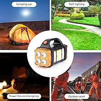 Vista 6 de High Lumens Solar Flashlight - LED Work Light with USB-C Rechargeable, Waterproof, Multi-Function Flashlight & Lantern for Camping, Emergencies, and
