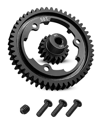 50T Hardened Steel Spur Gear with 18T Motor Pinion Gear Fit for Traxxas 1/5 X-Maxx 1/7 XO-1 1/10 Maxx/E-Revo 2.0 VXL Replace 6448