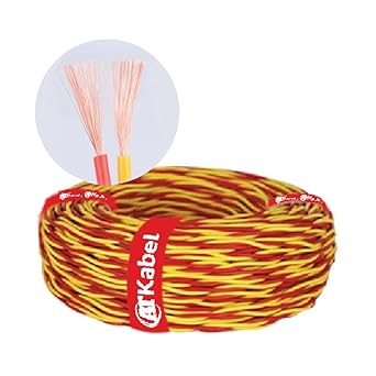 AT Kabel Flexible PVC Wire 2 Core 23/76 Electrical Wire, Home Electrical Wire/Cables 90 mtr Yellow/Red