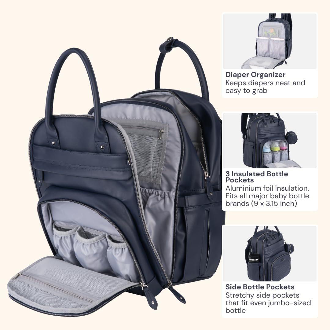 Amazon.com: BabbleRoo Leather Diaper Bag Backpack - Baby  display picture 2