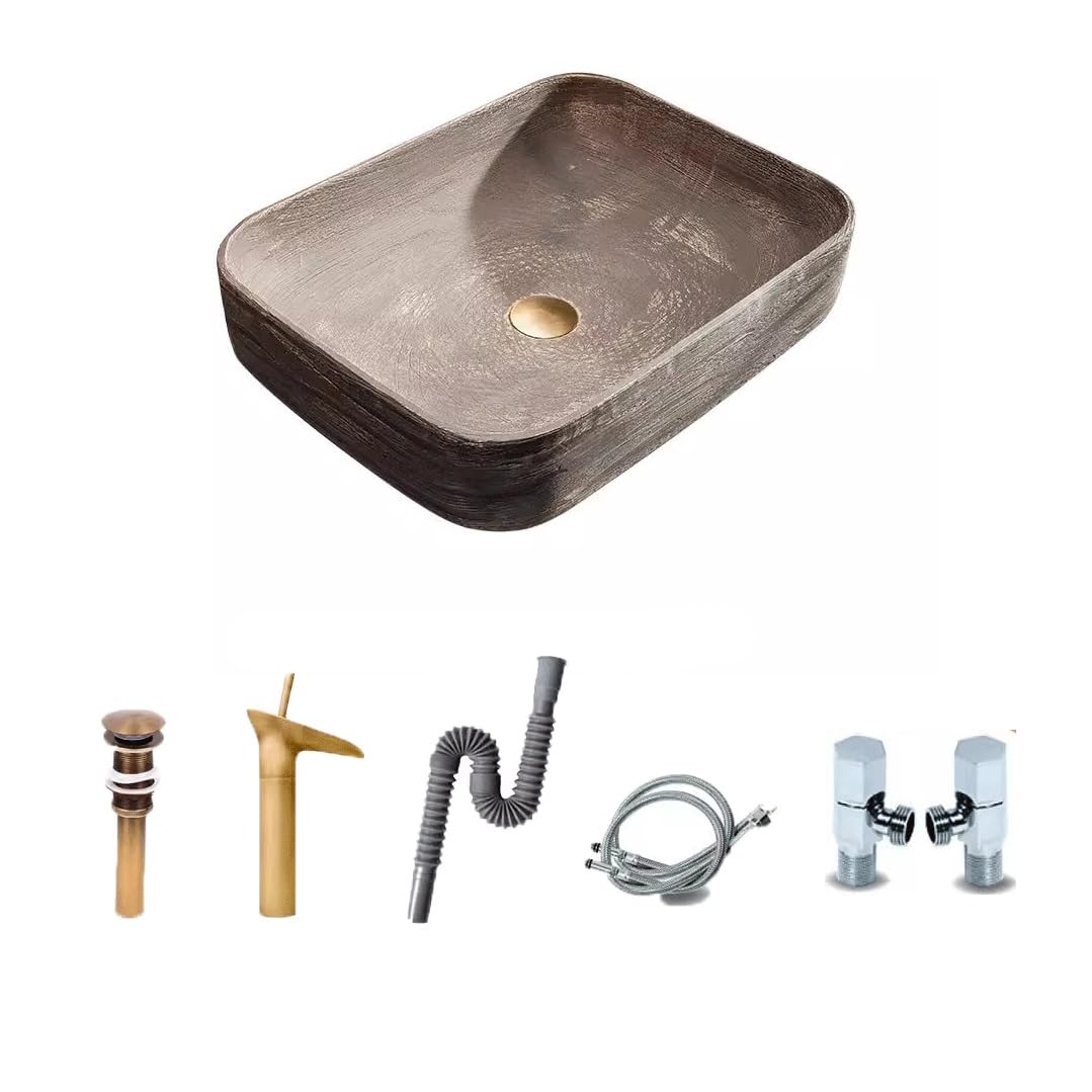 Hpthly B Athroom Sink Creative Washbasin Ceramic Retro Rectangular Chinese Hotel Athroom Washbasin Vessel Sinks (B)