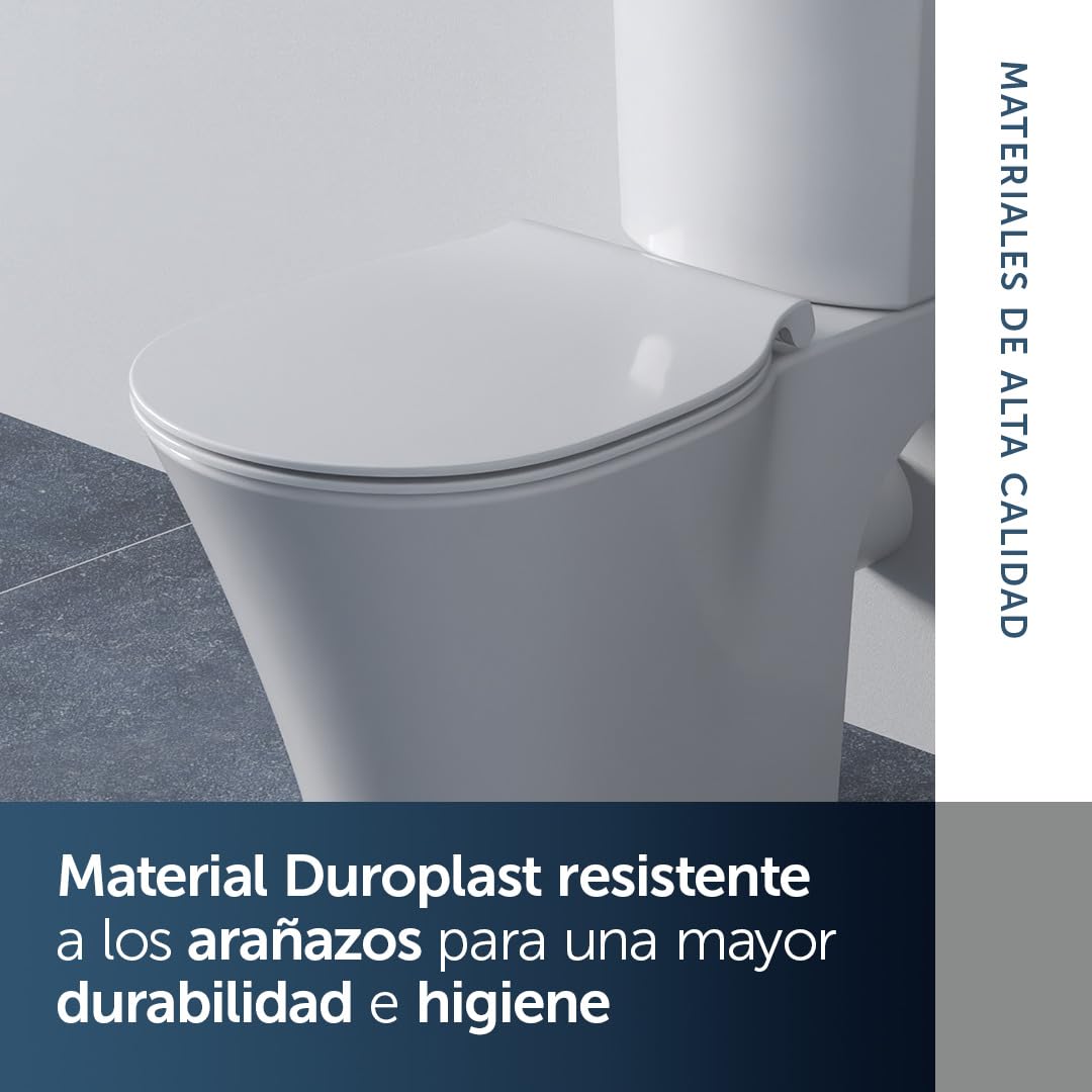 Ideal Standard E036601 Asiento de inodoro Original Connect Air con cierre suave, diseño sándwich, blanco