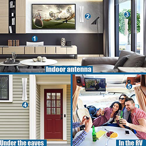 TV Antenna, 2020 Newest Indoor Outdoor Antenna Amplified 200+ Miles Signal Booster Support 4K 1080P&All TV's HDTV Digital Antenna with Extension Line, 33ft Coax Cable/USB Power Adapter (White) - Thumbnail 6