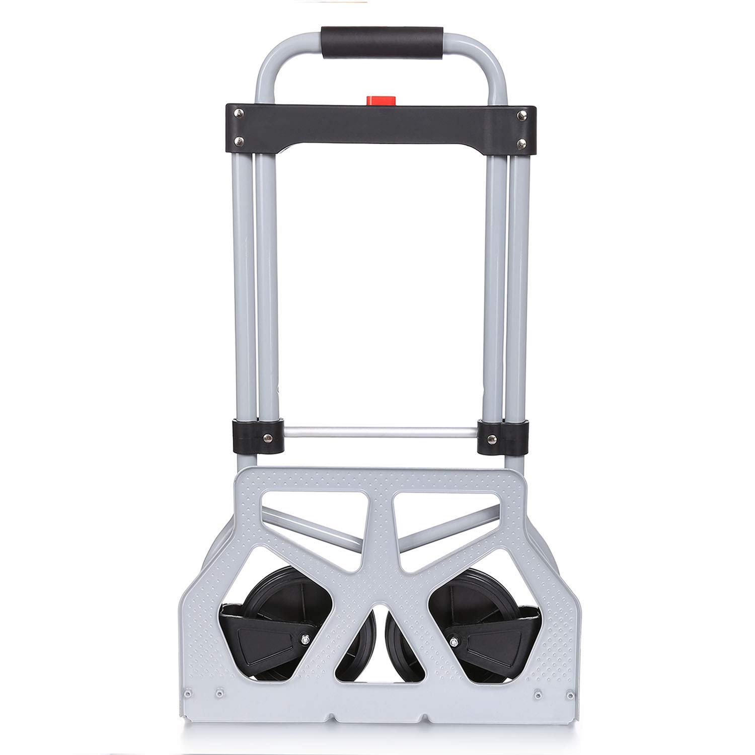 Nictemaw Transportkarre, Transportkarre, Sackkarre, faltbar, Belastung 100 kg, Handwagen mit 2 Rädern, mit Teleskopgriff aus Aluminium, silberfarben