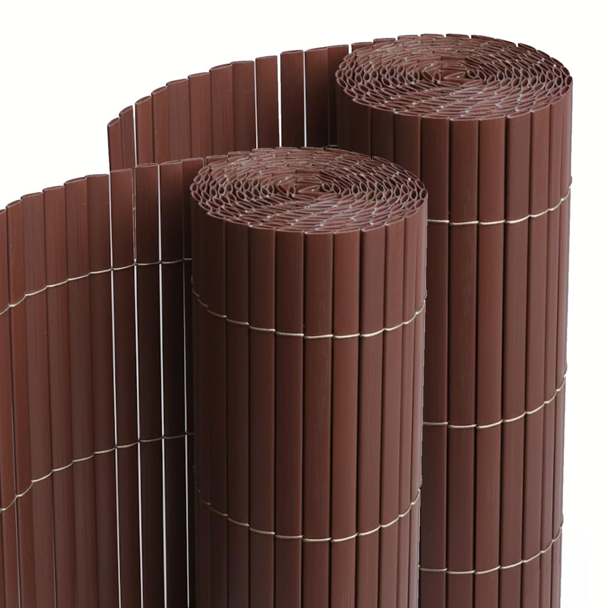 PEGANE Lot de 2 Canisses Brise Vue en PVC Tube Plat,Clôture Protection pour Jardin terasse Balcon Coloris Marron foncée - Hauteur 80 x Longueur 300 cm 1700g/m2