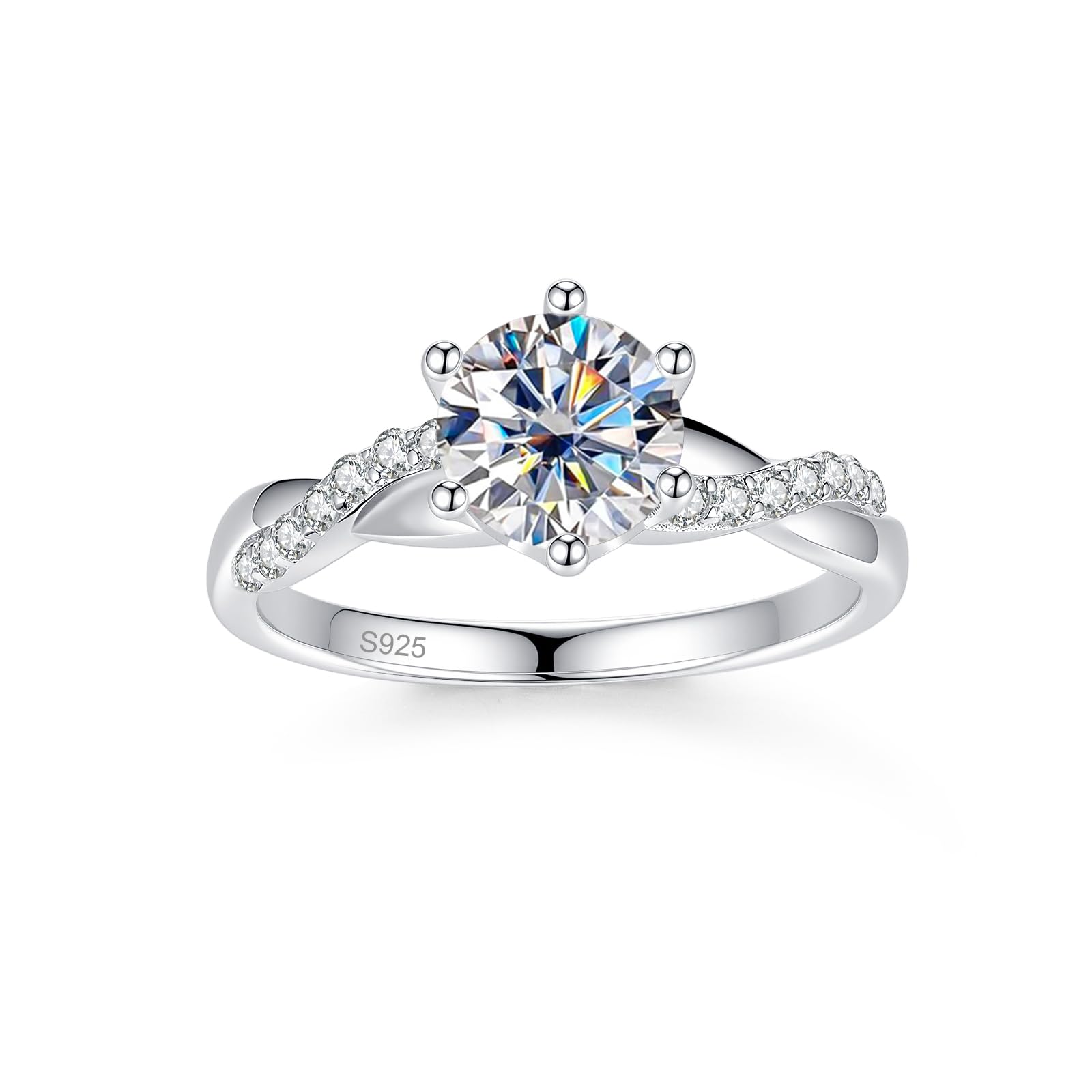 Ladies Ring-Moissanite Diamond Ring -with GRA Certificate, 925 Sterling Silver,D Color and VVS1 Clarity Grade, Plasma Cutting Craftsmanship, Suitable for Parties/Travel/Weddings/Birthd