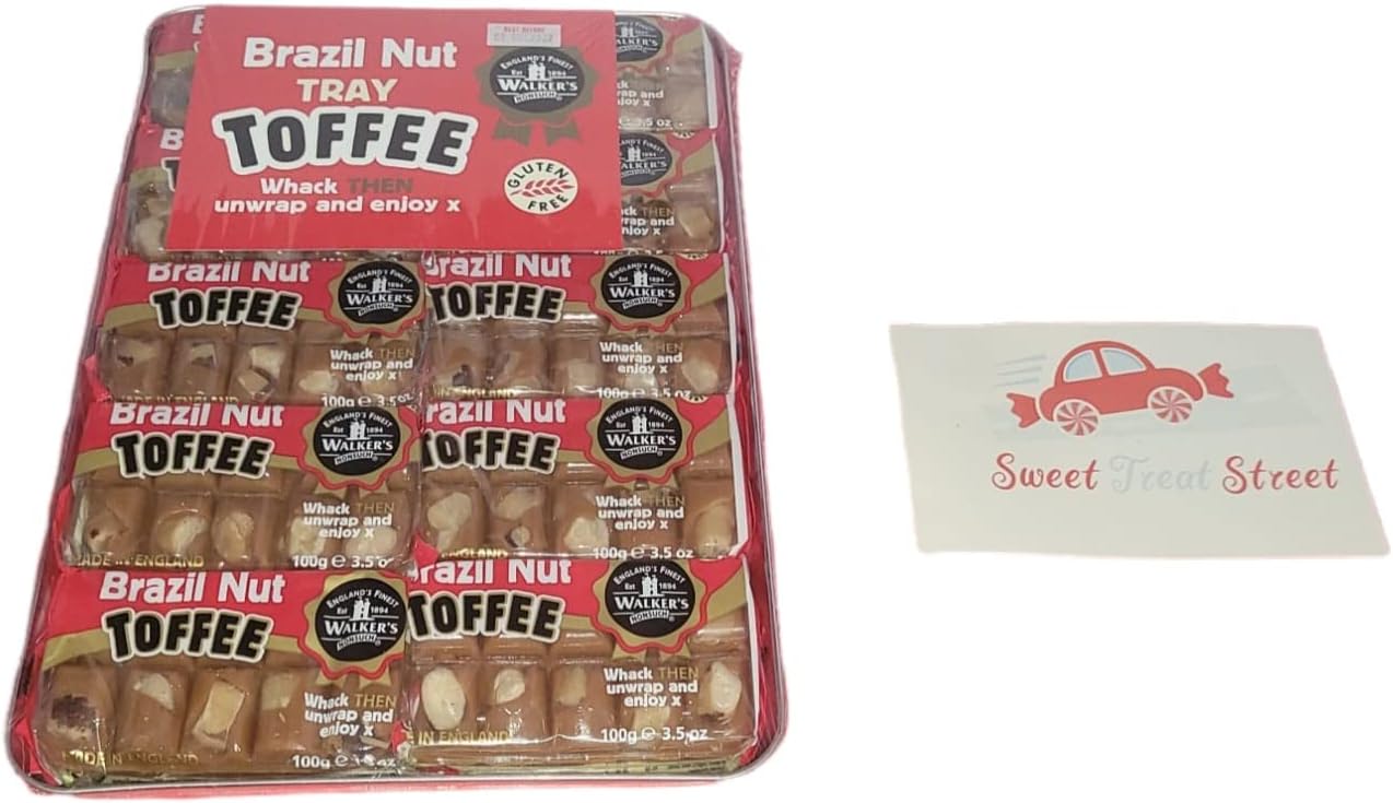 Walkers Nonsuch Brazil Nut Toffee 100g Slab Pack of 10 Individually