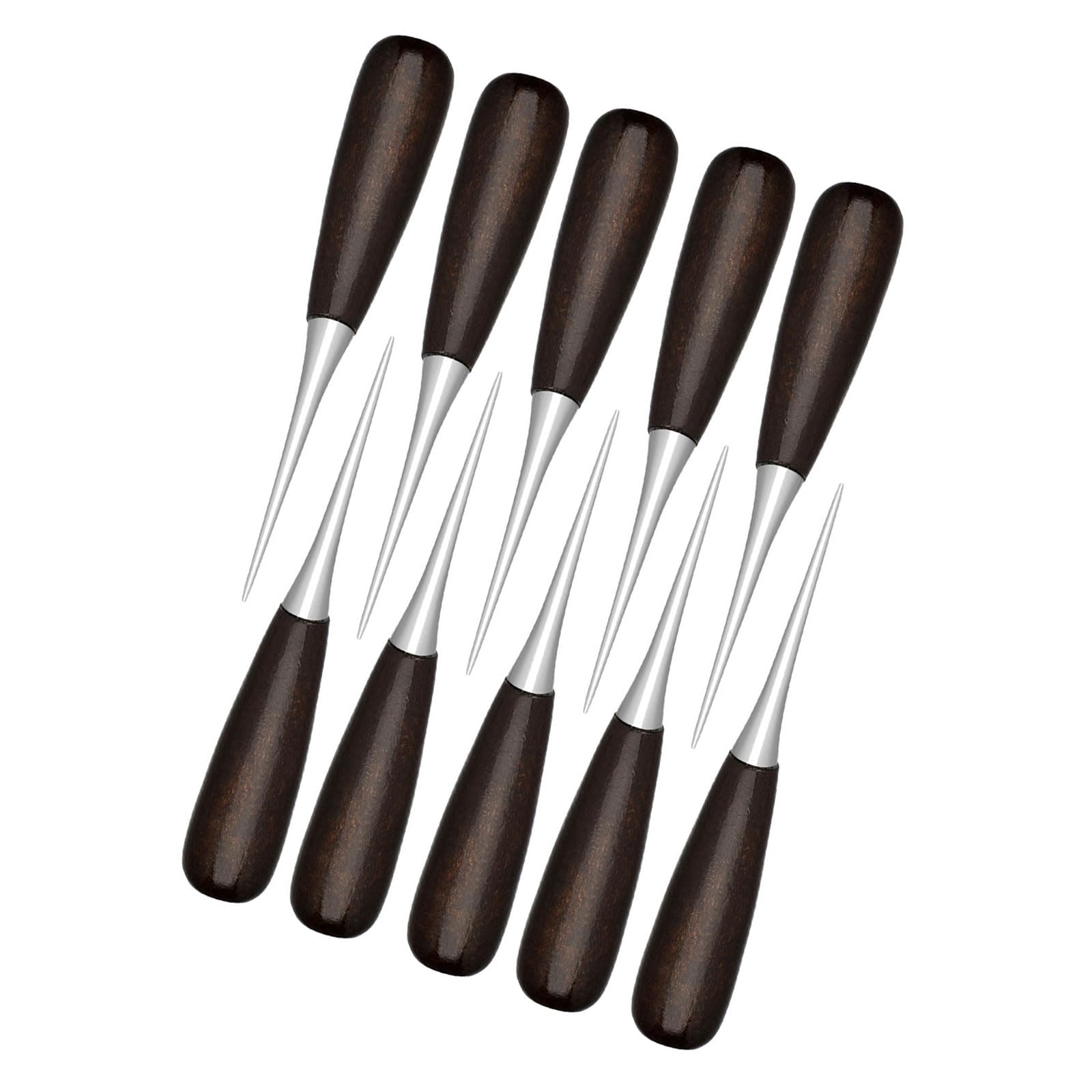 Tsophreniq 10Pcs Pointed Tip Leather Awl with Wood Handle Sewing Tool Craft Hole Punching Tool for Working Hand Stitching for