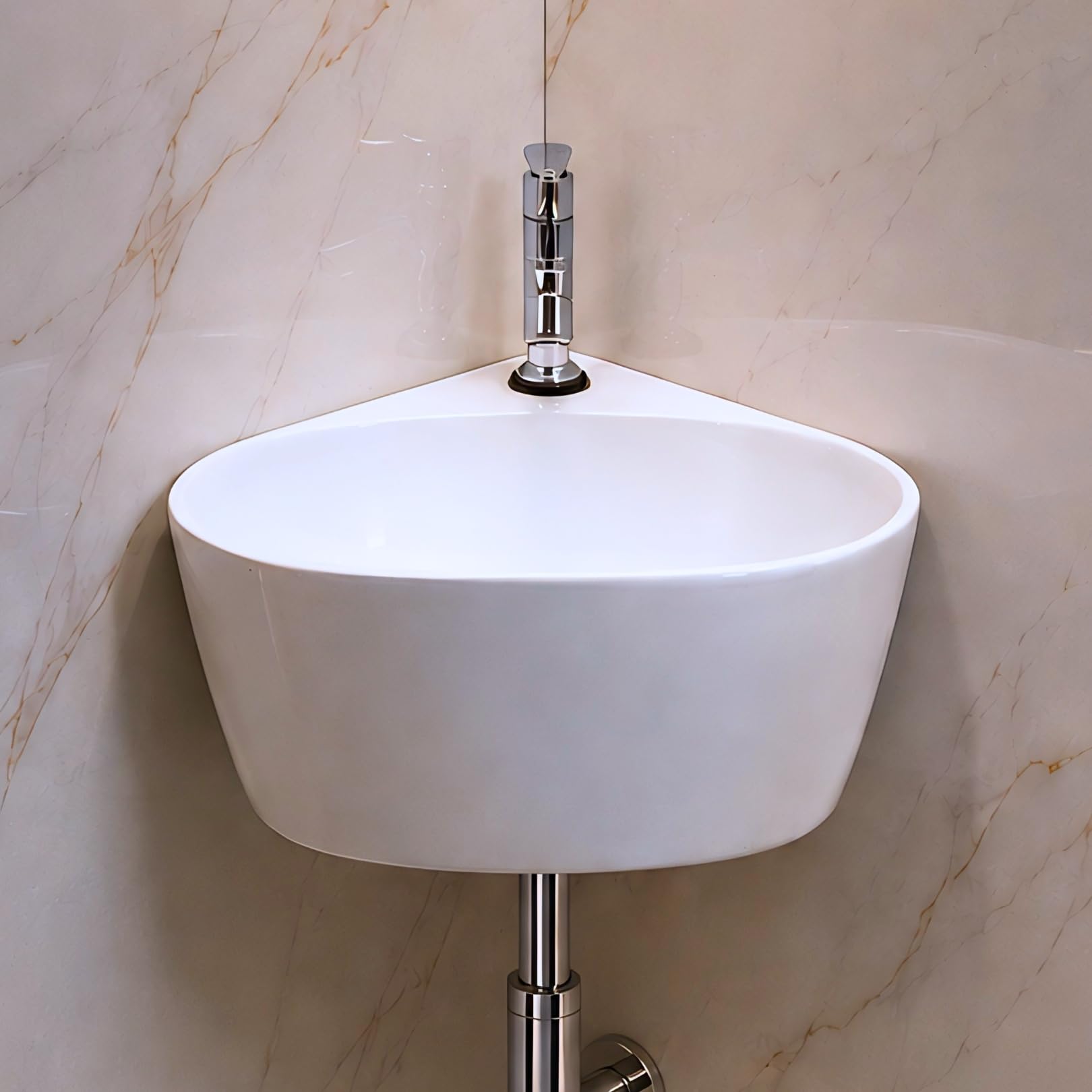Reyal Corner Sink - Space-Saving Ceramic Wash Basin -18 Reyal Corner Sink - Space-Saving Ceramic Wash Basin -18