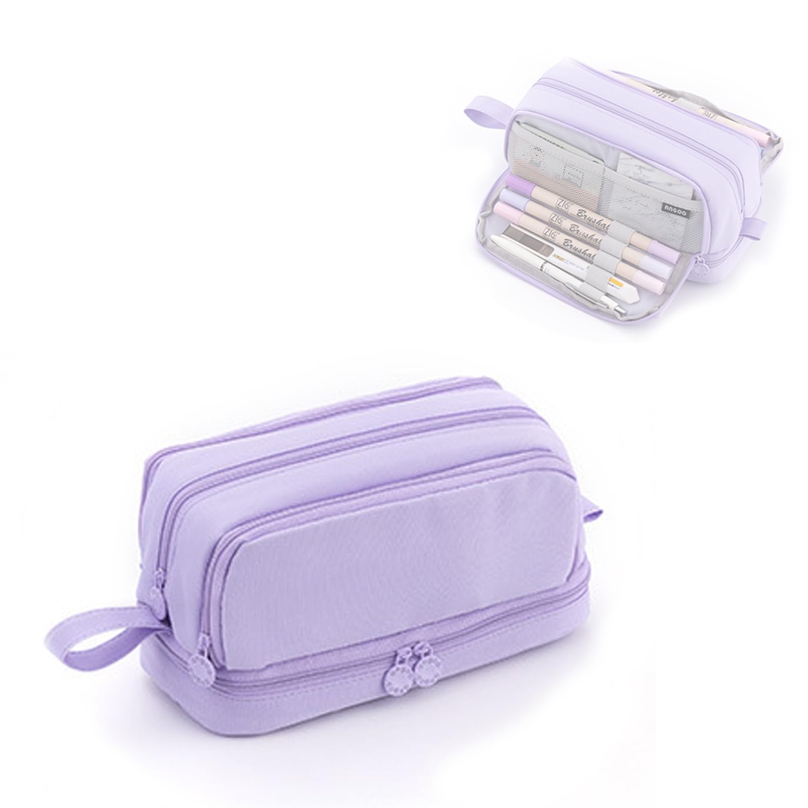 ysister Estuche Escolar Estuche Escolar con 4 Compartimentos Estuche de Gran Capacidad Gran Estuche de Papelería Organizador para Niñas, Niños, Adolescentes, Mujeres, Hombres, Morada