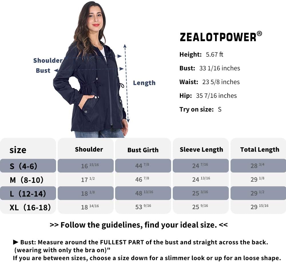 Raincoat for Women-Lightweight Jacket Waterproof Windbreaker Packable Outdoor Hooded Rain Jackets 62 - Dark Blue Large