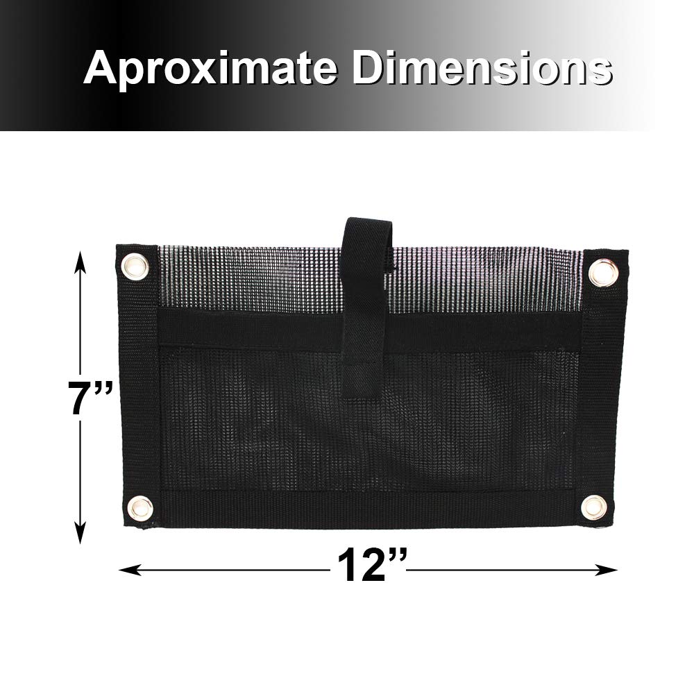 Jezero Multi-Use Durable Accessory/Auxiliary Mesh Pouch for Use in Kayaking, Boating, Vehicle and Much More, 12-Inches x 7-Inches, Black