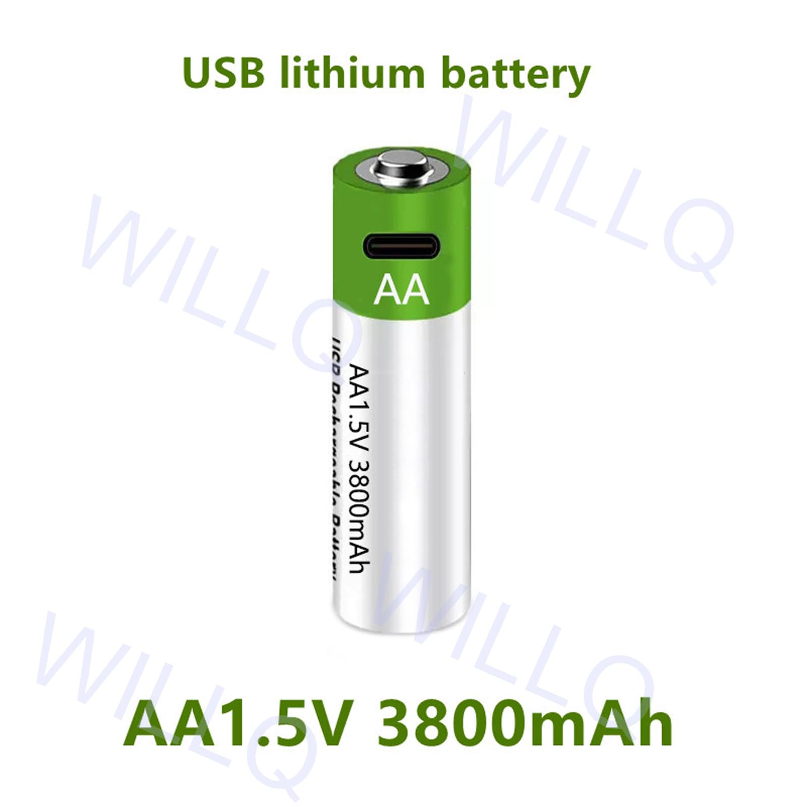 Baterías Litio AA Recargables por USB 1,5V 5700mWh (3800mAh) Batería Iones Litio Doble A 1,5V con Cable de Carga USB Paquete de baterías de Carga rápida 1 Hora