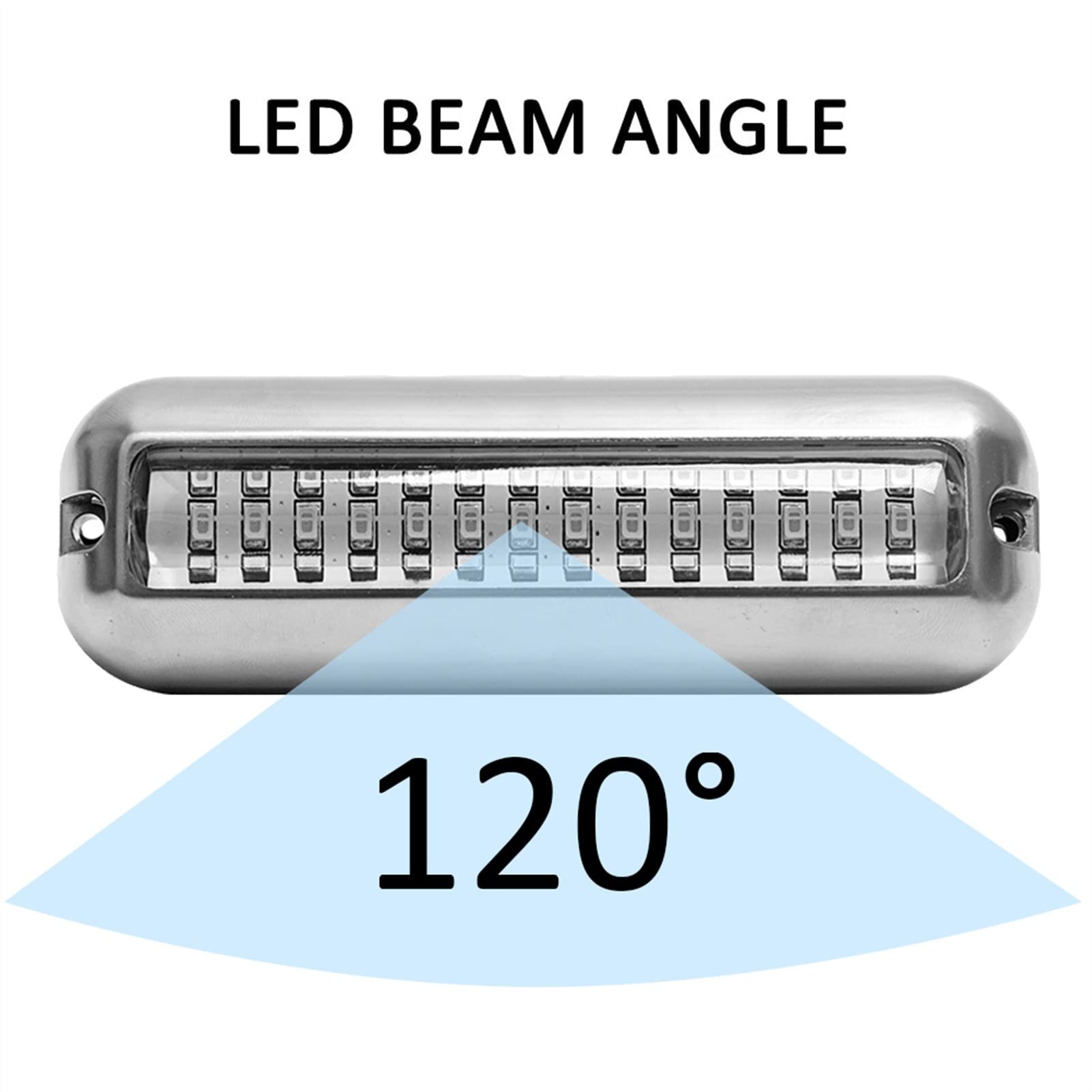 Eclairage Piscine Universal 42 LED Bateau en acier inoxydable TRANSOM CLASSEMENT 50W Luminaires sous-marins Éclairage paysager for accessoires de bateau marin IP68 Étanche Lampe LED Submersible ( Colo