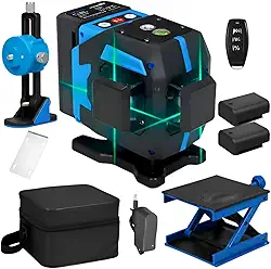 Nível a Laser Profissional 3D Exbom FEPRO-NL1200, 12 Linhas, Autonivelante, Preto/Azul, Alcance 30m, Com Controle Remoto e 2 Baterias