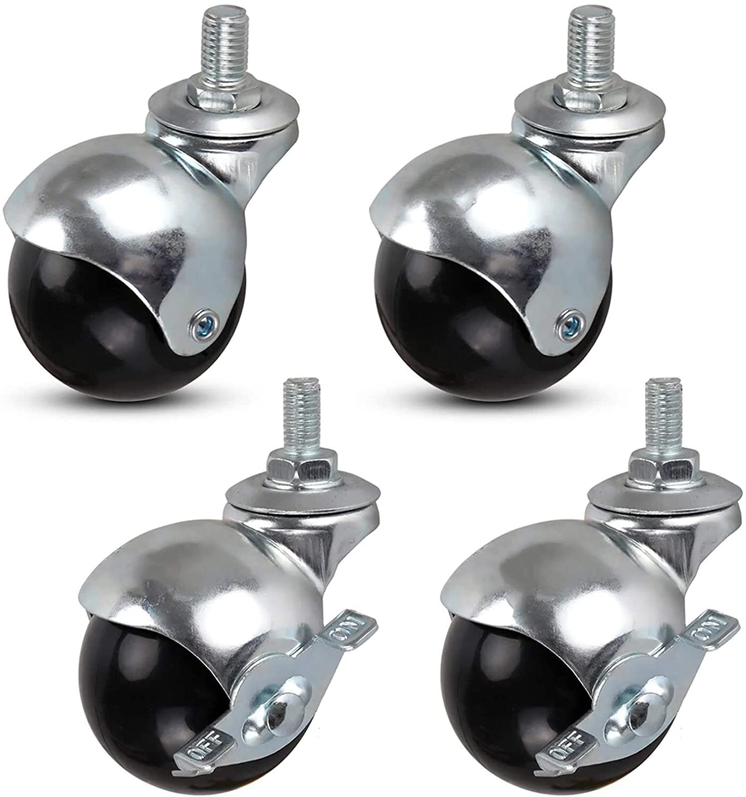Roulettes de meubles 2 pouces avec tige filetée M10x15 mm pour canapé et table basse, 4pcs