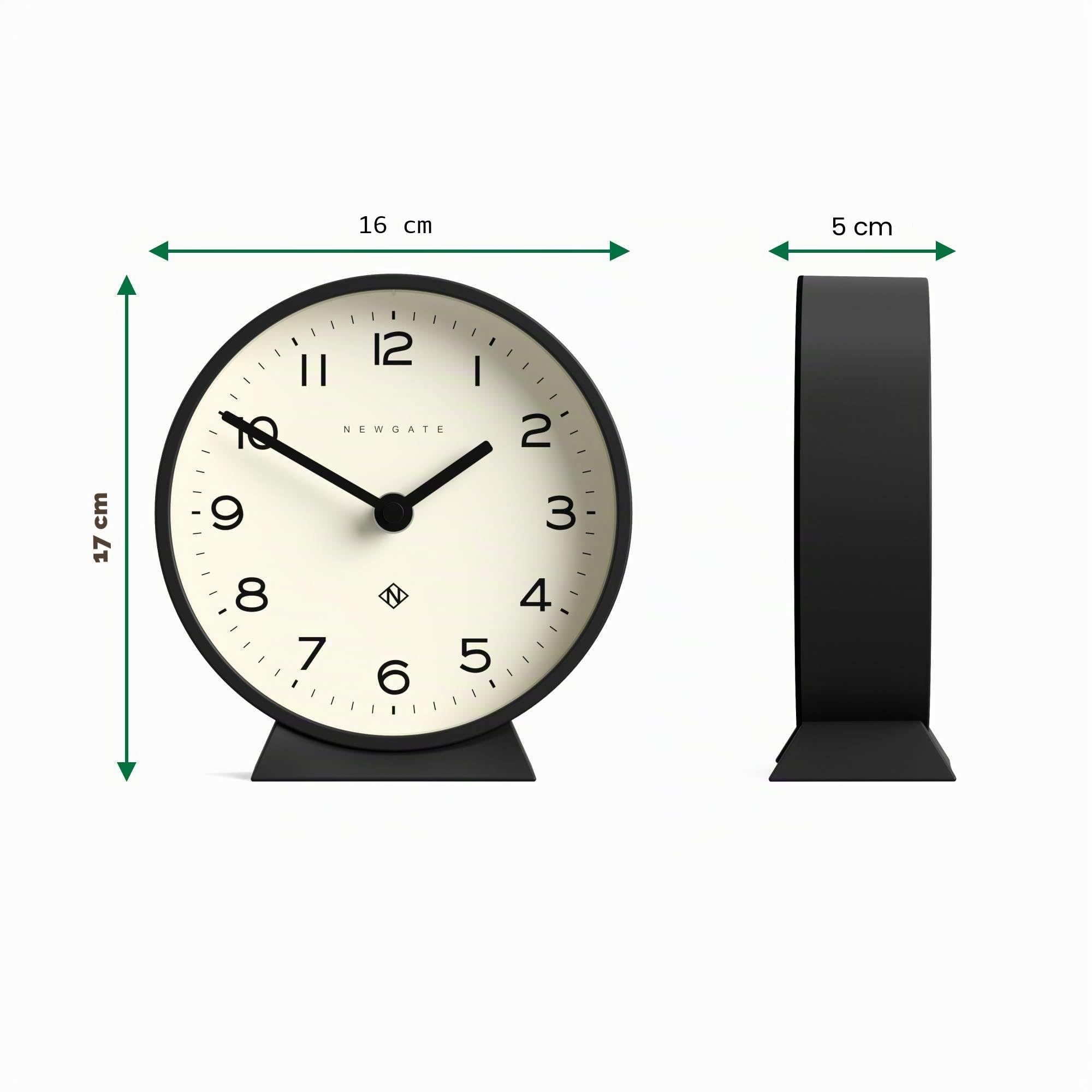 NEWGATE® M Reloj de Escritorio Mantel Echo | Diseño Moderno de Redondo | Negro | Números fáciles de Leer | Estilo contemporáneo para Escritorio, Mesa, estantería o mesilla