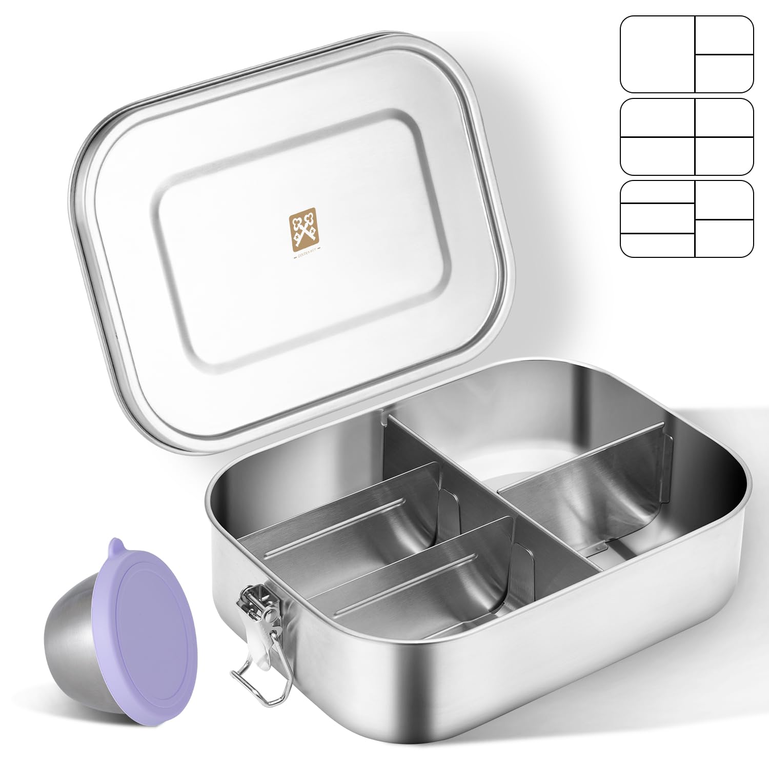 View 1 of [MISSING PARTS] GOLDEN KEY Stainless Steel Lunch Box - 47oz / 1.4L, 5 Compartments
