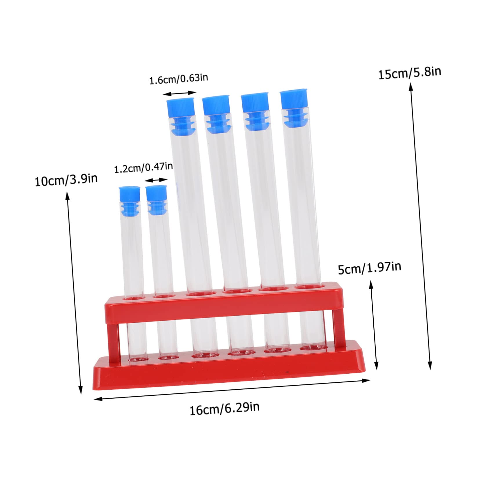 HOMOCONO Science Tube Rack 6pcs Plastic Test Tubes Cork Lab Testing Tubes Experiment Tubes Storage Rack Home School Use Random