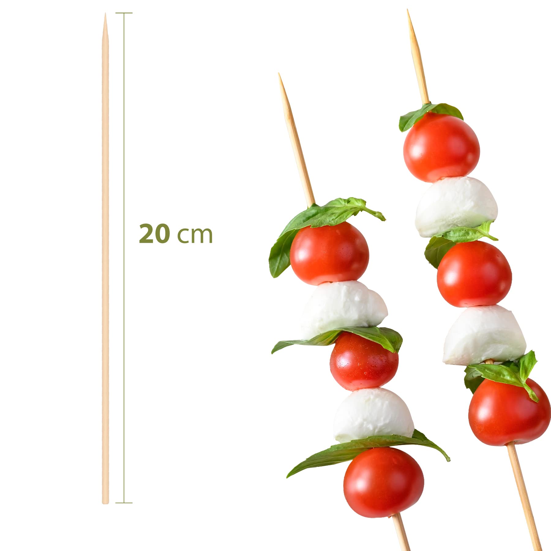 EXNIMA, 100, 200, 500, 1200 o 12000 Piezas, Pinchos de Madera, Brochetas para Barbacoa, Pinchos Parrilla, Palos de Madera para Grill, Buffet, Fruta, Hoguera y Manualidades, Tamaño 10,15,20, 25 o 30cm — view 11