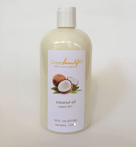 Aceite de coco refinado de 92 grados blanqueado 100% puro prensado en frío 16 onzas