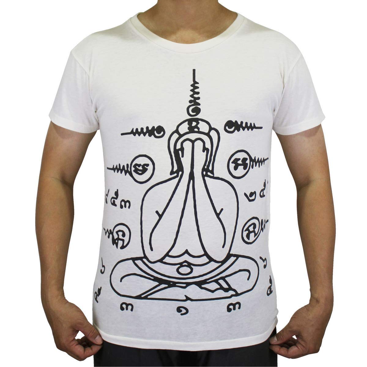 WorkBuddha Buddhism Muay Thai Tattoo Yantra Men White T-Shirt WK101 Size X-Large