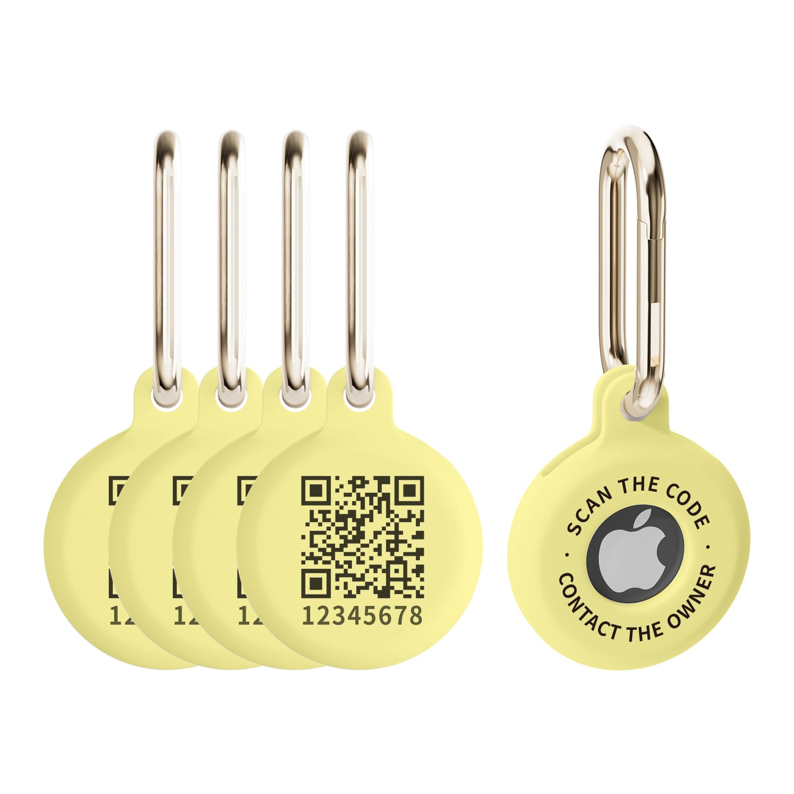 PIKEEPER Silicone QR Code Keychain Set – 4 Durable Tags Compatible with Apple AirTag for Pets, Travel Bags, and Everyday Essentials
