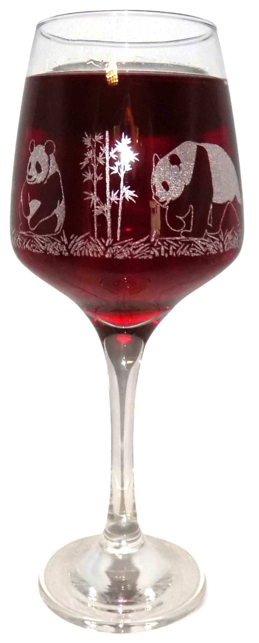 Panda Engraved Stemmed Wine Glass