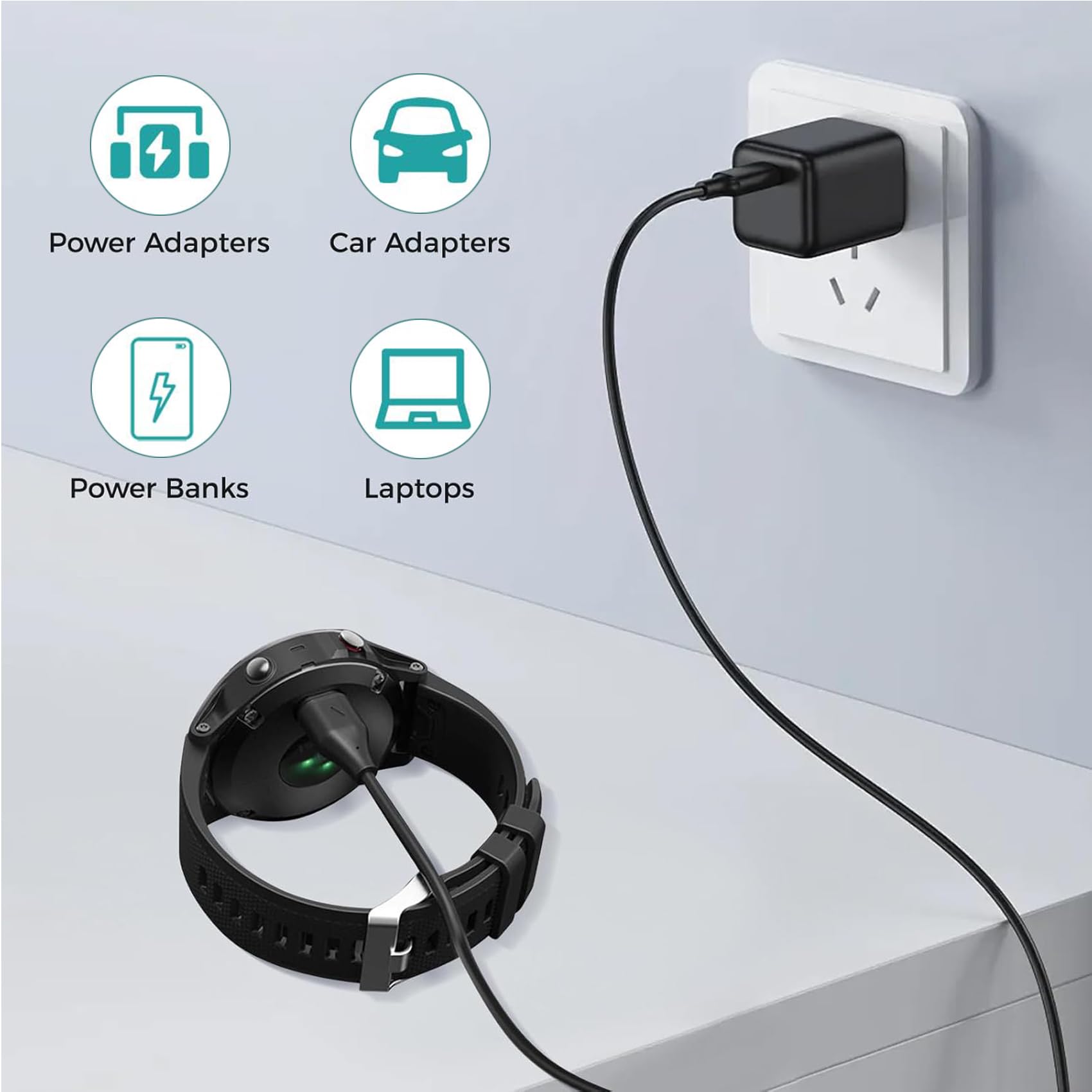 Caricatore USB-C Cavo Di Ricarica Compatibile Con Garmin Fenix, Forerunner, Venu, Instinct E Molti Altri (1m)