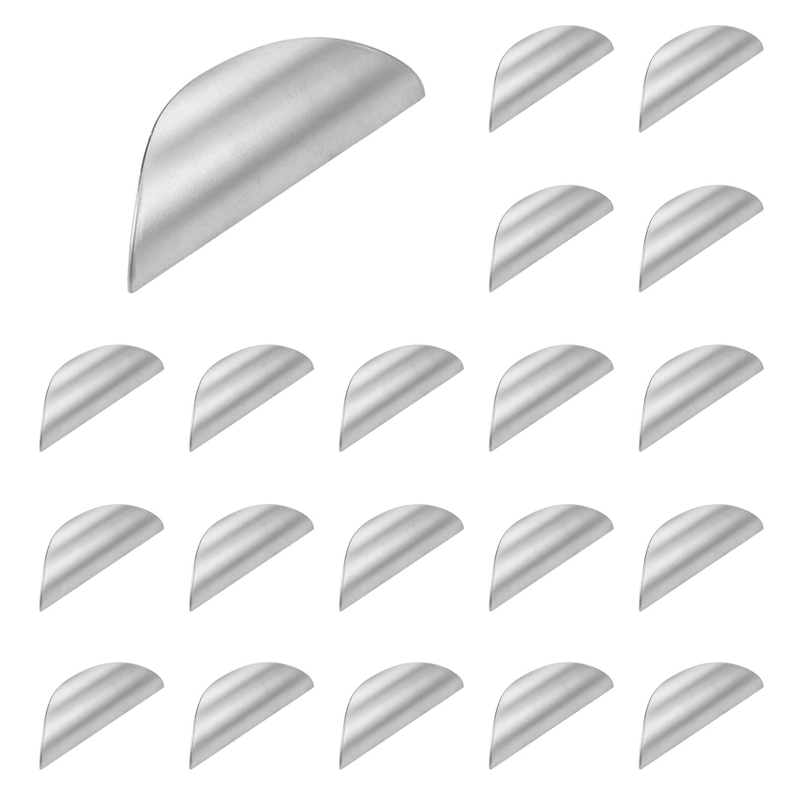 LICTOP Silver Tone Modern Kitchen Cabinet Finger Drawer Pull 32mm/1.25" Hole Centers Pack of 20