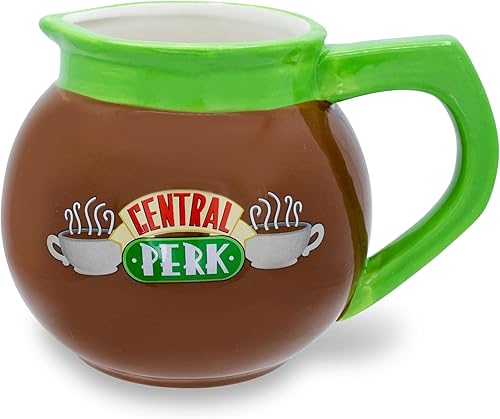 Silver Buffalo Friends Central Perk - Taza de cerámica esculpida en 3D, taza grande retro para expreso, té