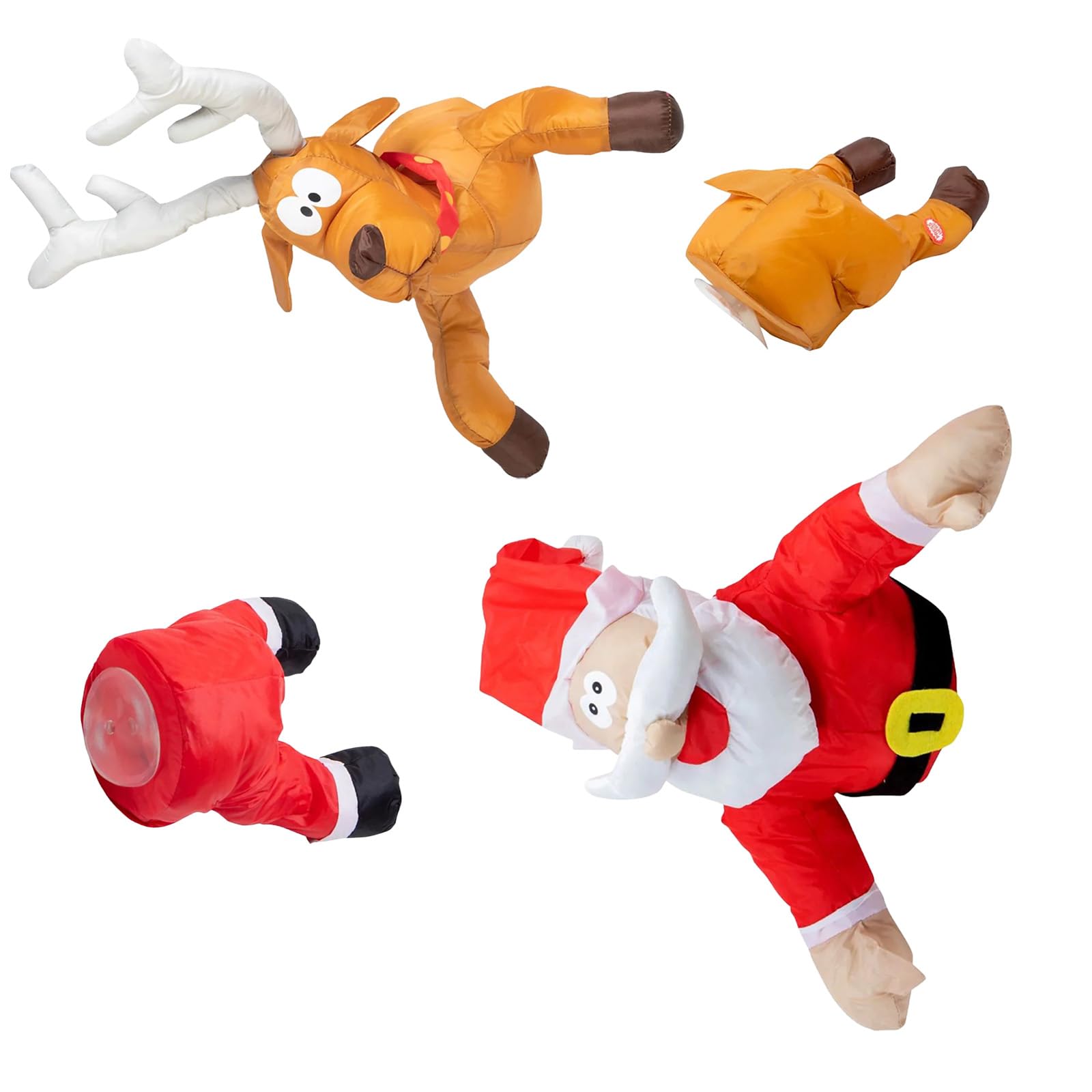KAQNTUD Interactive Animated Christmas Decoration, Santa Claus, Reindeer, Leg-Kicking Decoration with Suction Cup for Door and Window, Festive Animated Santa Decoration