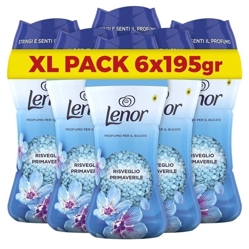 Lenor Profumatore Bucato Perle Profumate Lavatrice, Risveglio Primaverile Maxi Formato 6 x 195g, Intensificatore Di Profumo