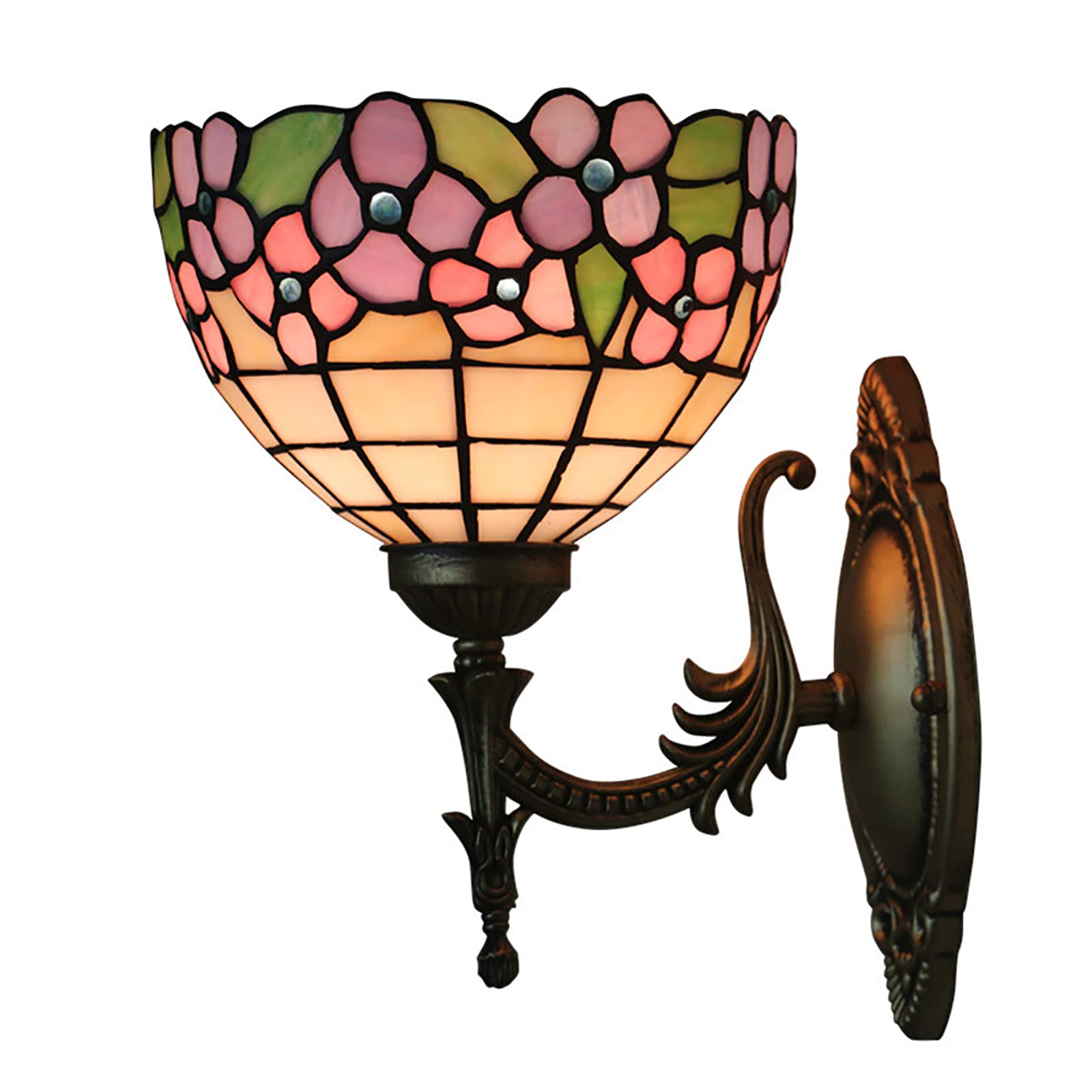 NHPJFDC Victorian Style Tiffany Wall Sconces, Flower Stained Glass Wall Light For Corridor Stairway Bathroom Hallway, E27