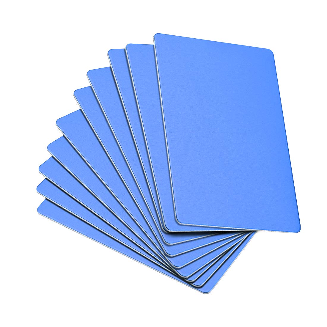 sourcing map Blank Metal Card 80x50x0.8mm Anodized Aluminum Plate for DIY Laser Printing Engraving Blue 15 Pcs