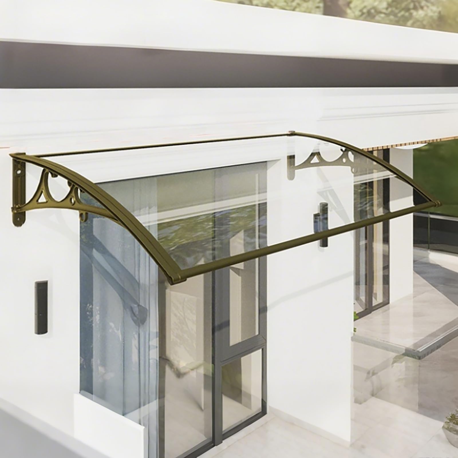 GJMSSMY Modern Polycarbonate Door Canopy Awning Outdoor Window & Door Cover Rain Protection Awning for Patio & Veranda 60x120cm (23.6x47.2in)