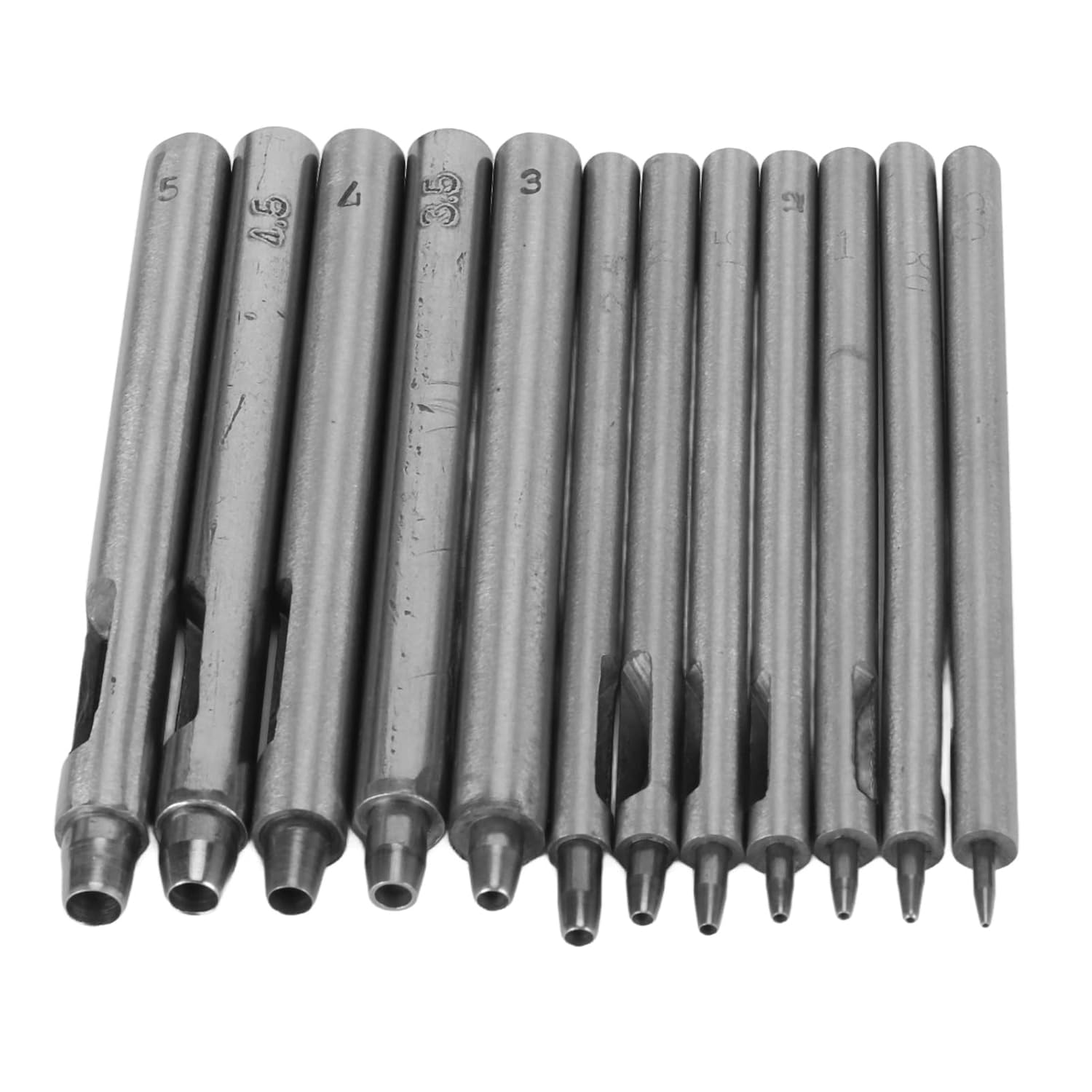 Juego de 12 perforadores de cuero para manualidades, herramientas huecas redondas para correas de reloj, cinturones, lona, papel, goma, material