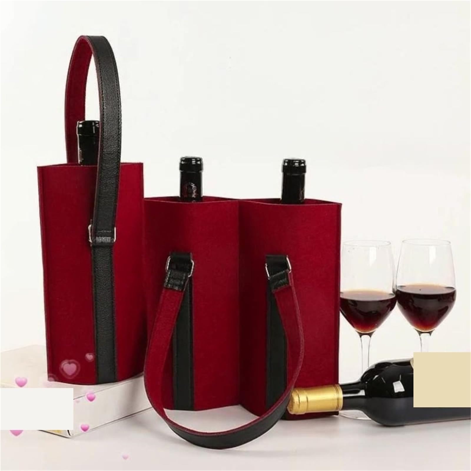 1 Borsa con Manico | Design leggero in feltro for picnic, barbecue o spiaggia(Blackdouble)