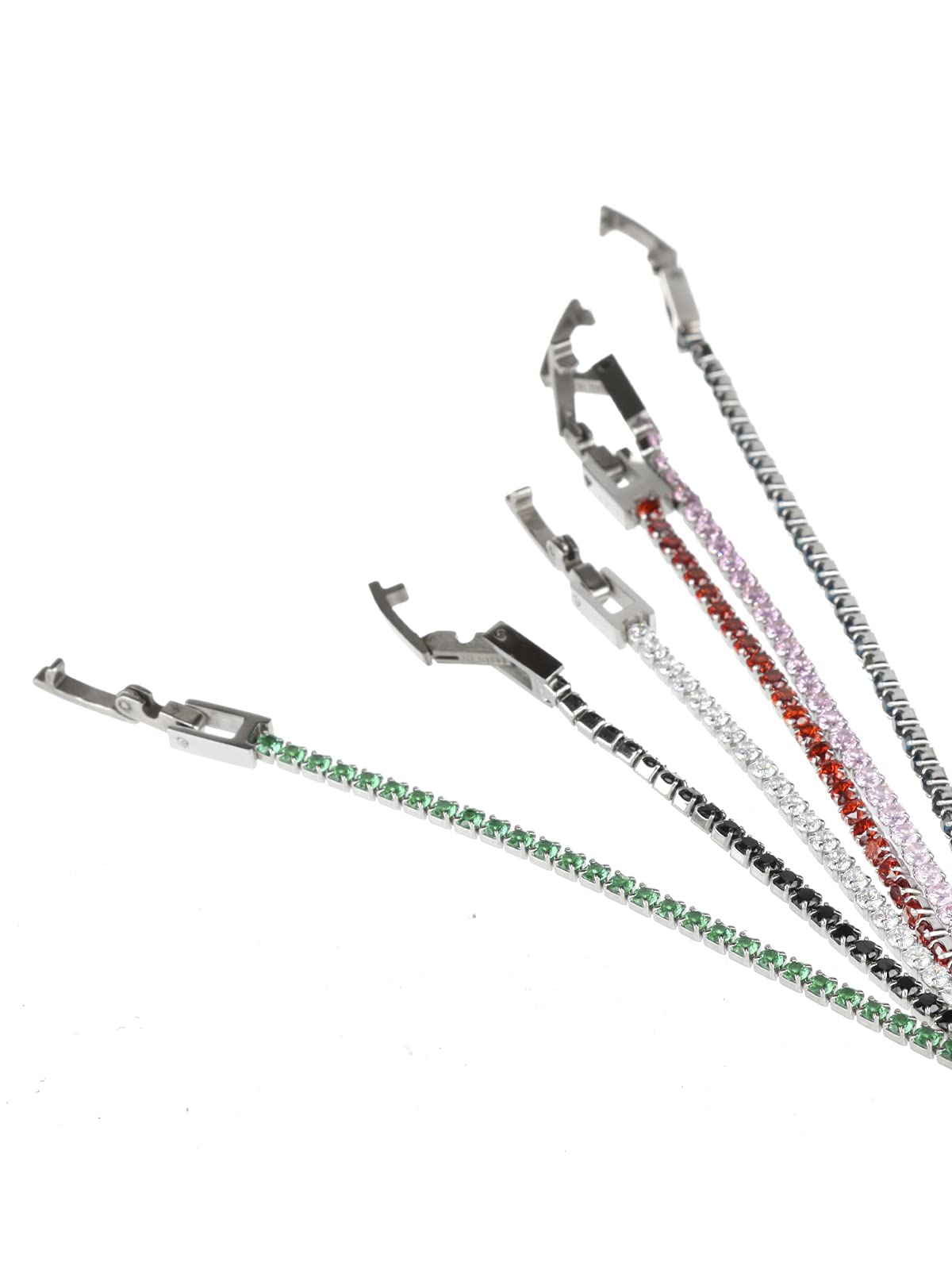Bracciale Tennis Acciaio Inox Zirconi taglio Brillante 2 mm Lunghezza regolabile