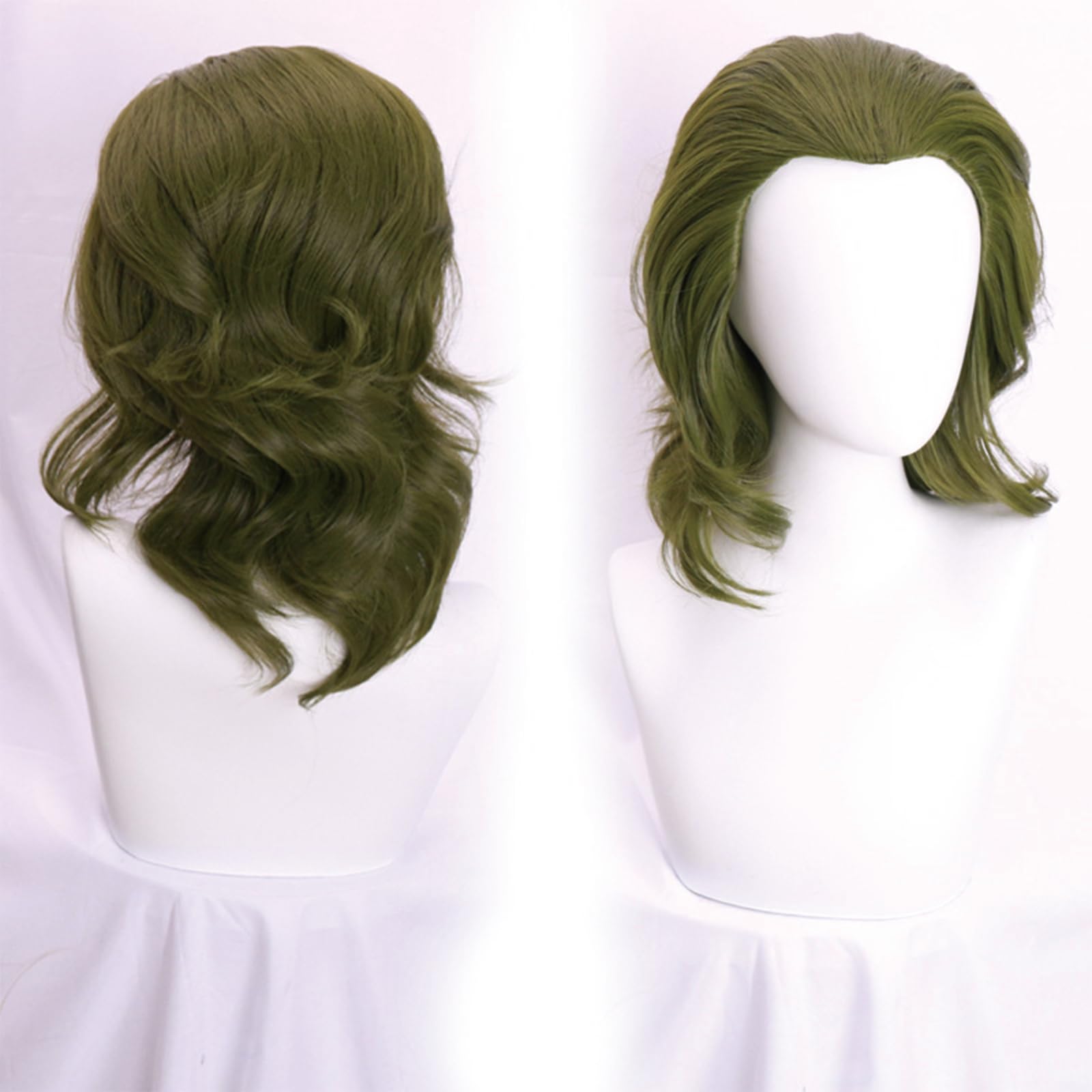 2Pcs Short Green Wig for Men Costume Hair with Wig Cap Men’s Wavy Cosplay Synthetic Hair Wigs Dark Green Adult Man & Women Curly Men's Wigs for Costumes Cosplay Halloween Carnival Parties Anime - Image 2