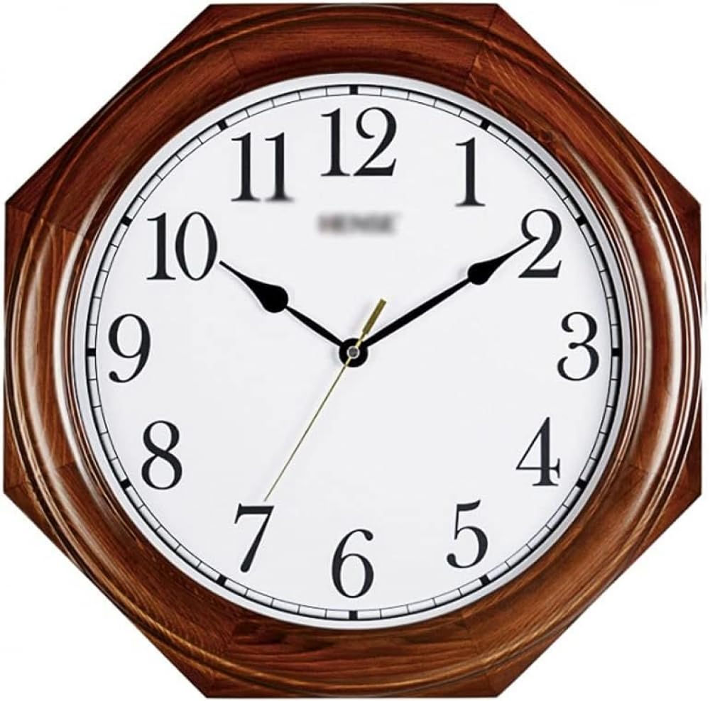KRXSOBNV wall clock, Vintage Solid Wood Octagonal Wall Clock Silent Quartz Non Ticking Battery Operated