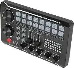 Mixer de Áudio F998 - Mini Mesa de Som Profissional com Bluetooth, Redução de Ruído, Efeitos de Voz e Equalizador para Lives, Podcast e Home Studio