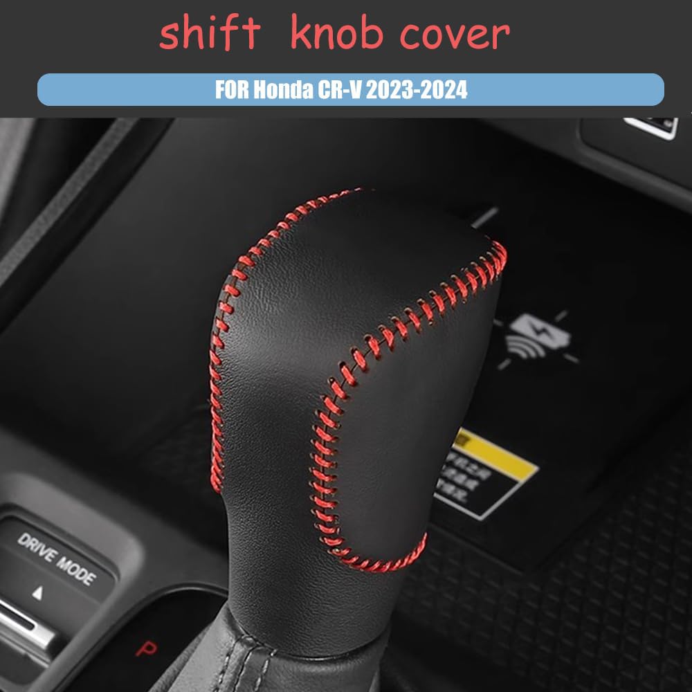 Great-luck Genuine Leather Automatic at Gear Shift Knob Cover Protector Trim,The car Interior Accessories(Carbon Fiber Style) for Honda CR-V CRV(2023 2024)