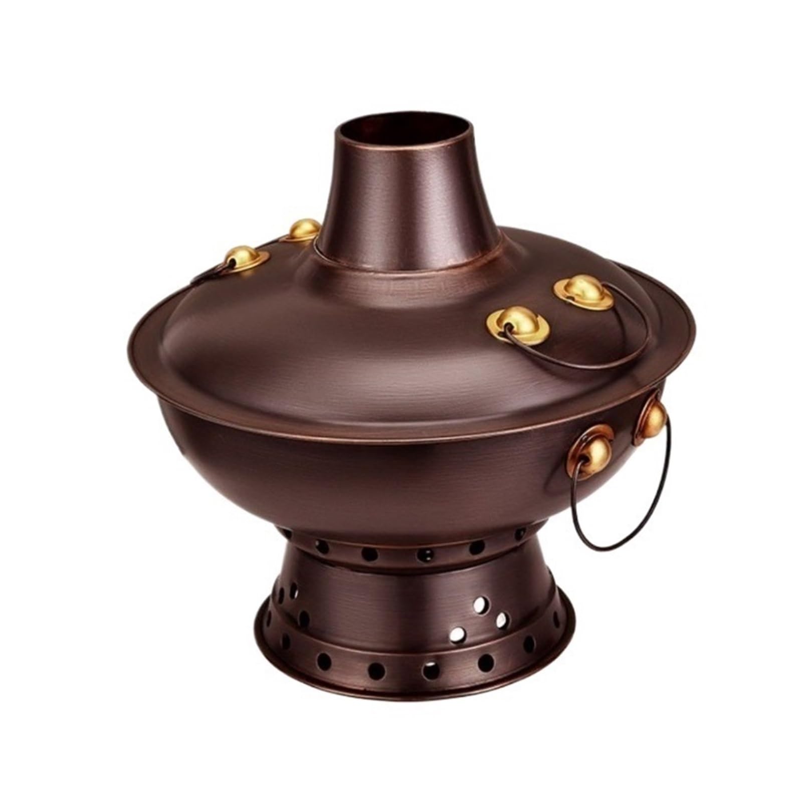 asdchZen Copper Hot Pot - Traditional Beijing Style 34Cm Charcoal Cooking Pot For Home Party,Authentic Chinese Hot Pot Cookware,Ideal For Family Gatherings And Festive Meals,Copper,32cm
