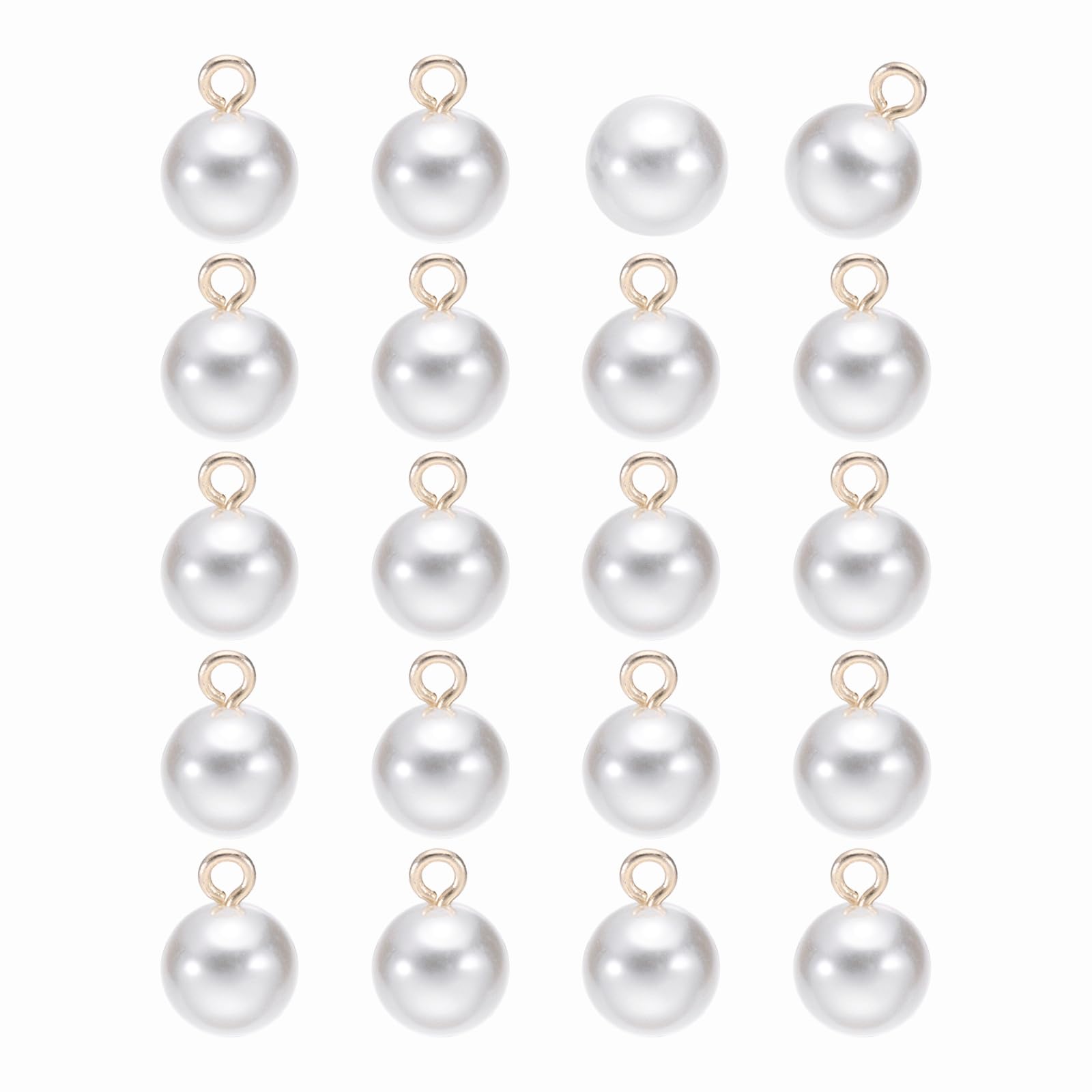 sourcing map 20pcs Round Faux Pearl Buttons 12mm 1/2" Gold Metal Shank Sewing Buttons Replacement DIY Small Button for Sewing Clothing Bridal Wedding Dress DIY Crafts, Bright White Gold
