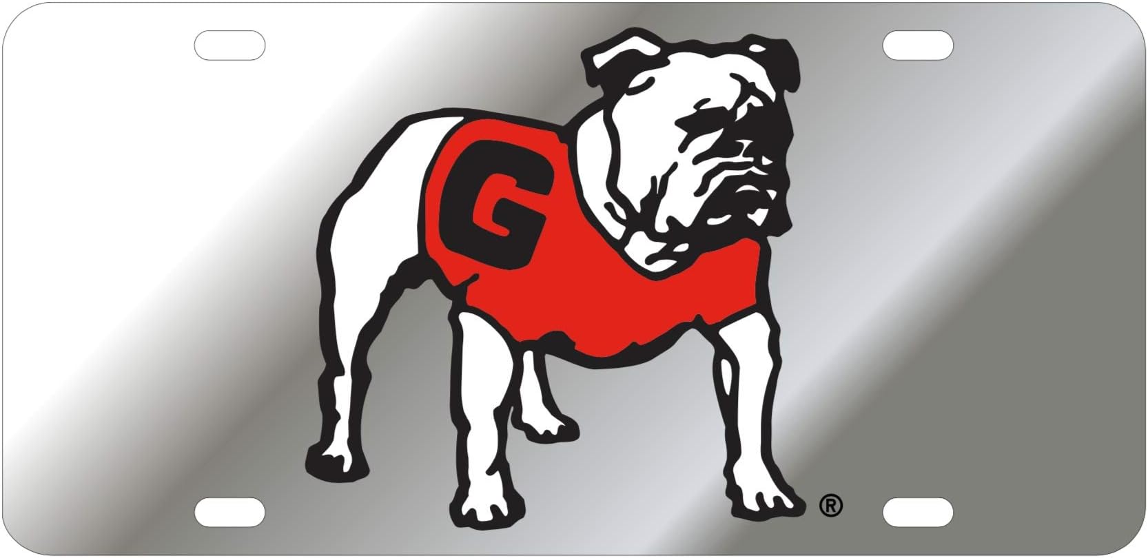 UGA, Georgia Bulldogs Laser Cut and Inlaid Standing Bulldog License Plate/Car Tag