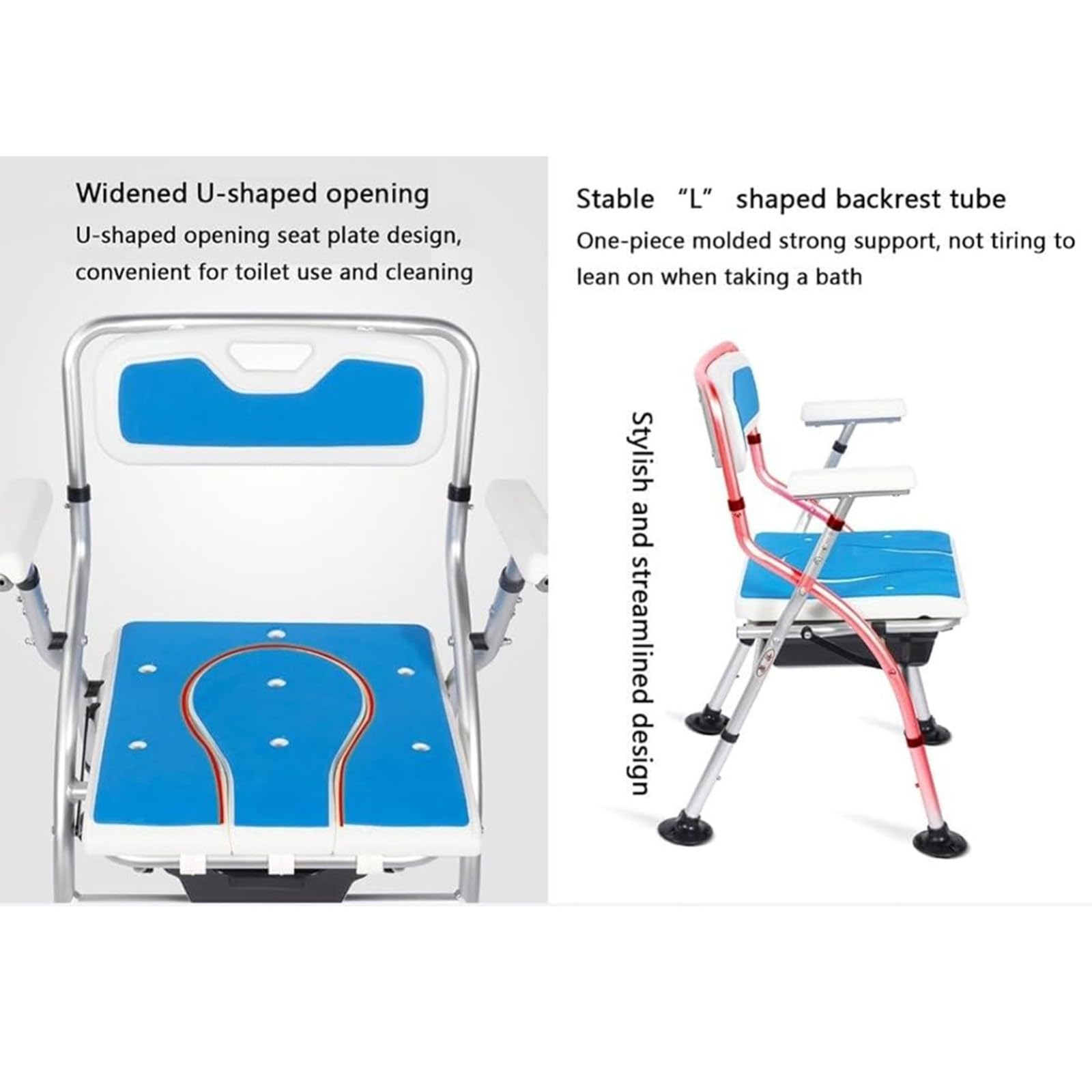 Silla De Ducha Plegable Altura Regulable Antideslizante Asiento De Ducha Plegable con Reposabrazos Y Respaldo para Ancianos, Discapacitados, Personas Mayores Y Embarazadas