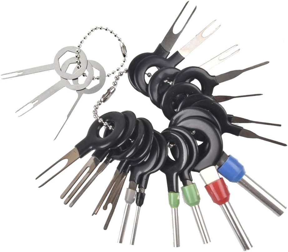 QISF 21 Pcs Auto Terminals Removal Tool Set,Car Electrical Wiring Crimp Connector Pin Extractor Kit for Car Repair