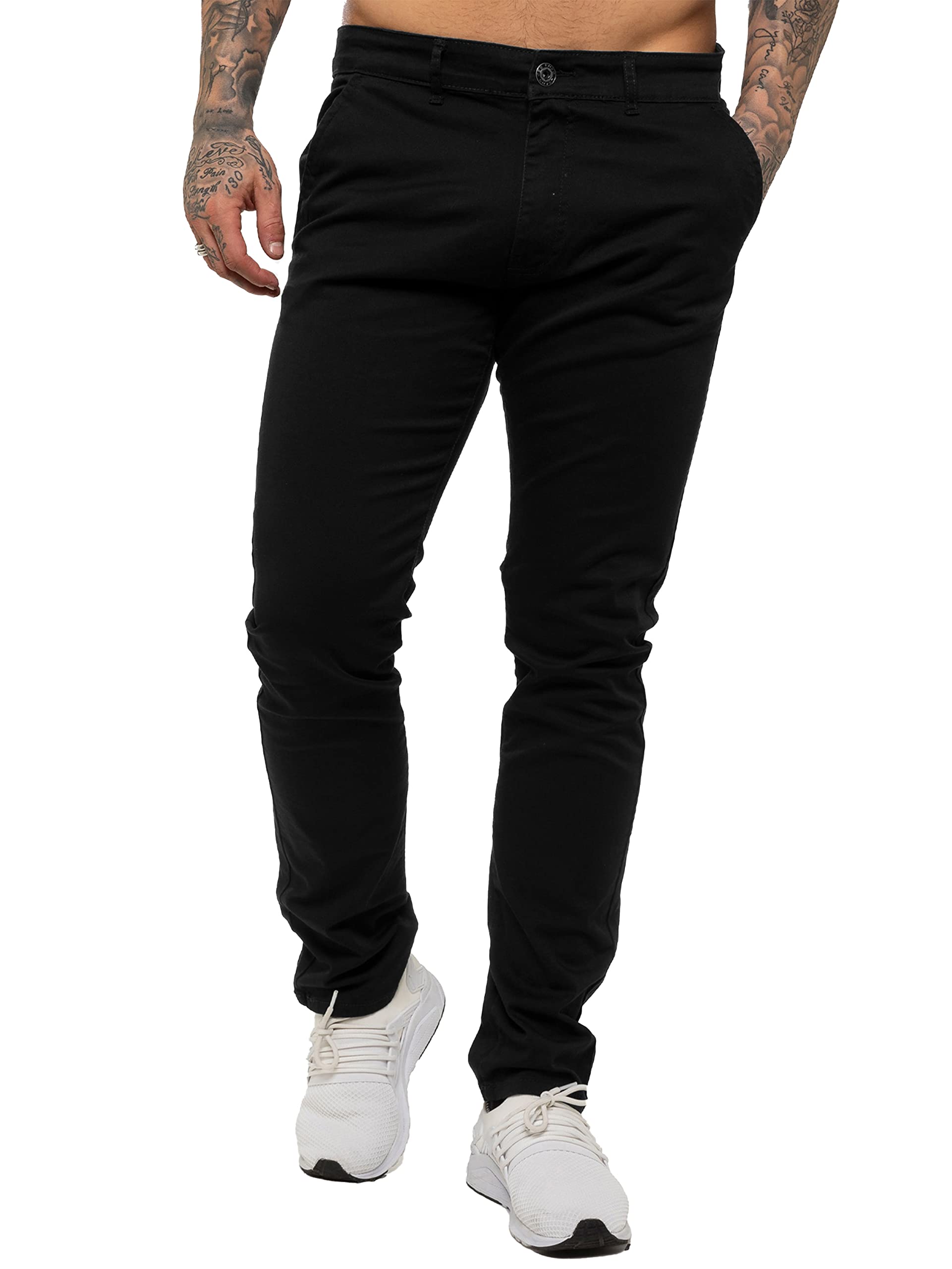989Zé Enzo Men's Black Skinny Slim Fit Chinos Stretch Trousers Pants Ez348 46 Regular